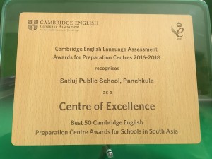 Satluj Public School receives the Best 50 Preparation centre award by Cambridge English